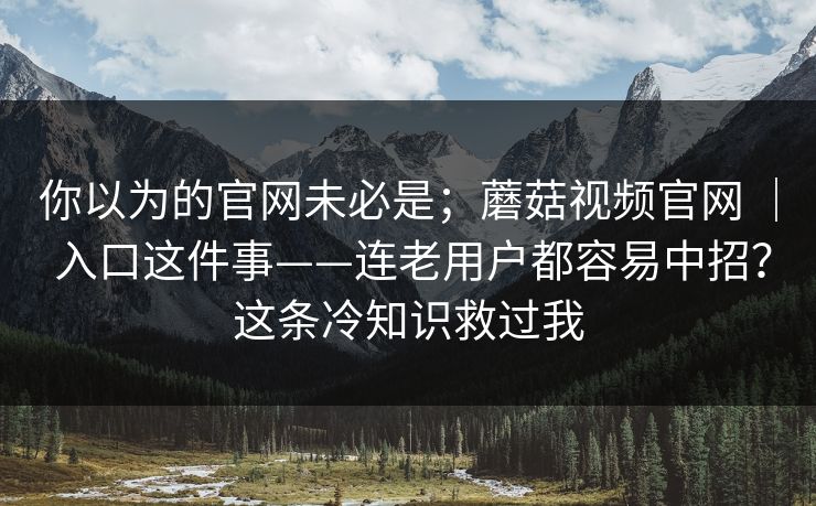 你以为的官网未必是;蘑菇视频官网 | 入口这件事——连老用户都容易中招?这条冷知识救过我 你以为的官网未必是;蘑菇视频官网 | 入口这件事——连老用户都容易中招?这条冷知识救过我