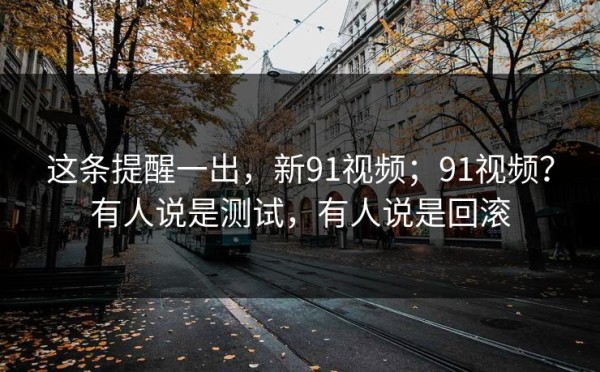 这条提醒一出，新91视频；91视频？有人说是测试，有人说是回滚