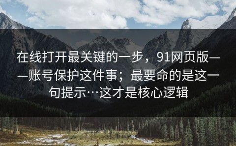 在线打开最关键的一步，91网页版——账号保护这件事；最要命的是这一句提示…这才是核心逻辑