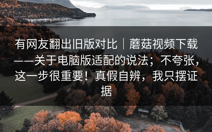 有网友翻出旧版对比|蘑菇视频下载——关于电脑版适配的说法;不夸张,这一步很重要!真假自辨,我只摆证据 有网友翻出旧版对比|蘑菇视频下载——关于电脑版适配的说法;不夸张,这一步很重要!真假自辨,我只摆证据